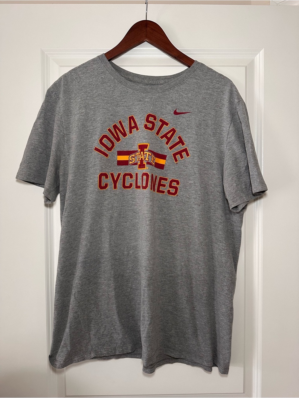 Nike Gray Iowa State Cyclones Tee with Red and Gold Logo